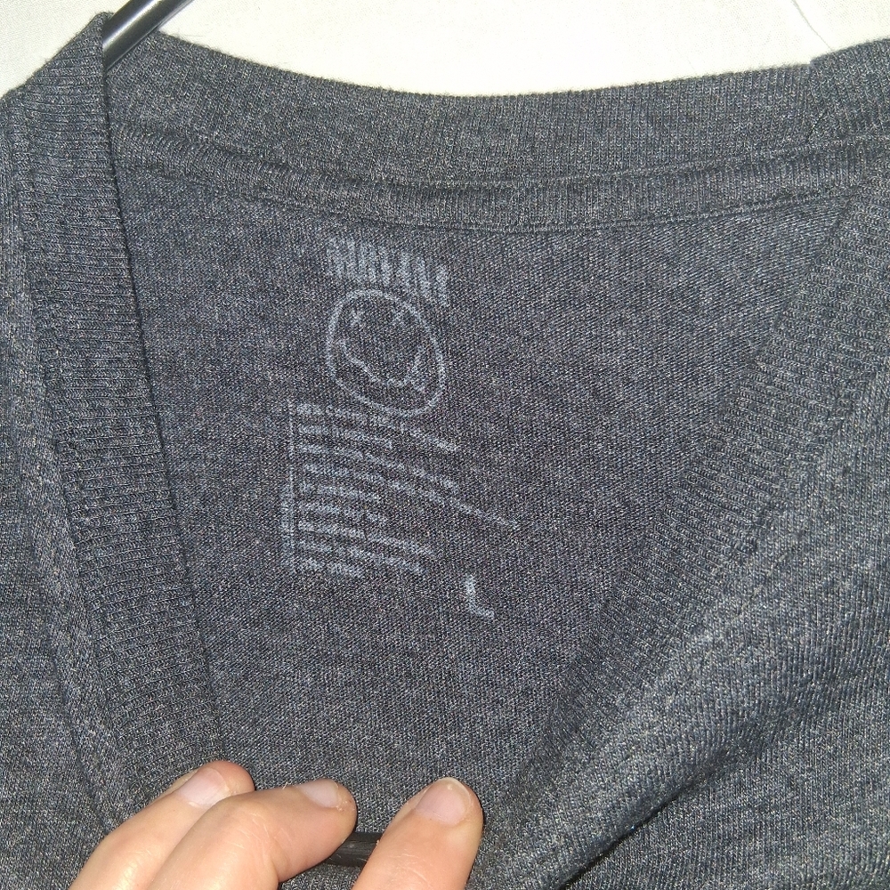 Nirvana Gray Happy Face Graphic Print Short Sleeve Tee T Shirt L - Picture 3 of 3
